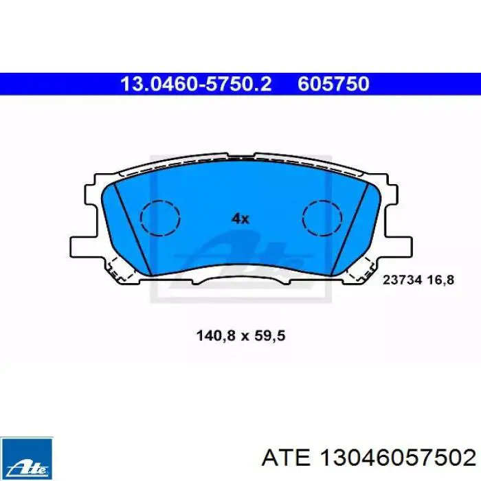 Передние тормозные колодки 13046057502 ATE
