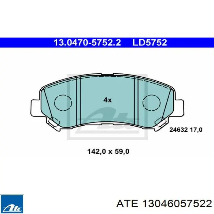 Колодки гальмівні передні, дискові 13046057522 ATE