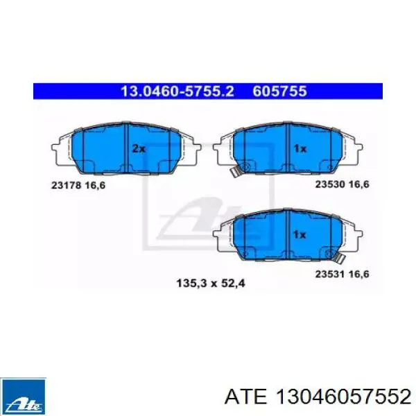 Передние тормозные колодки 13046057552 ATE