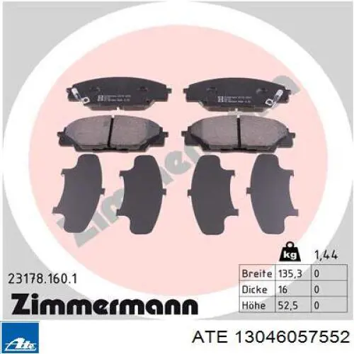 Колодки ATE 13046057552 цена, от 22.82 USD