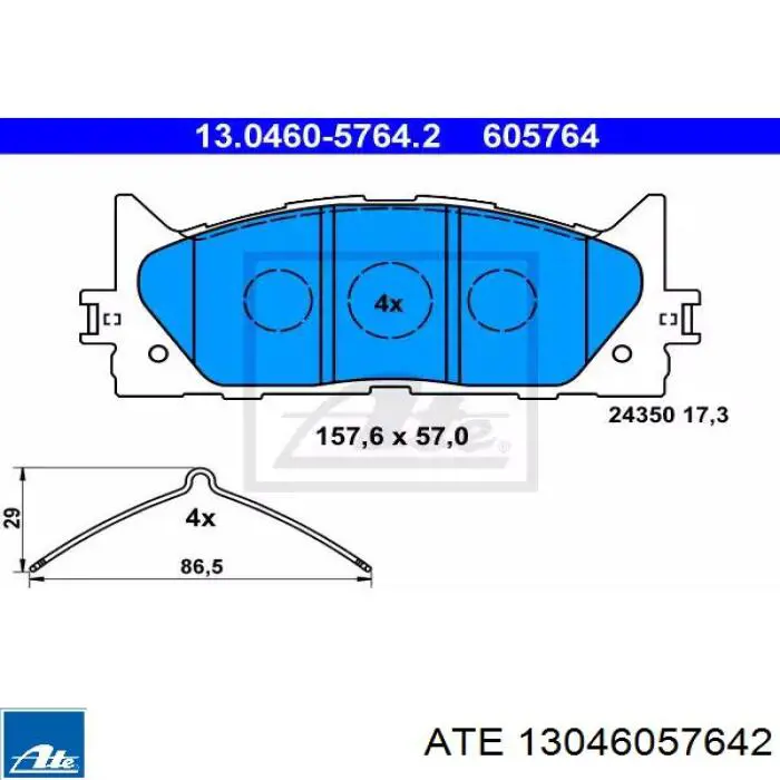 Передние тормозные колодки 13046057642 ATE