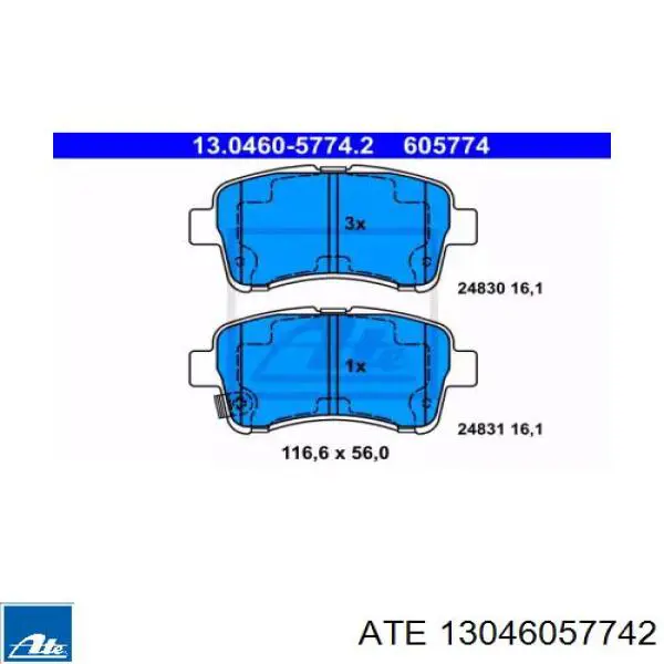 Передние тормозные колодки 13046057742 ATE