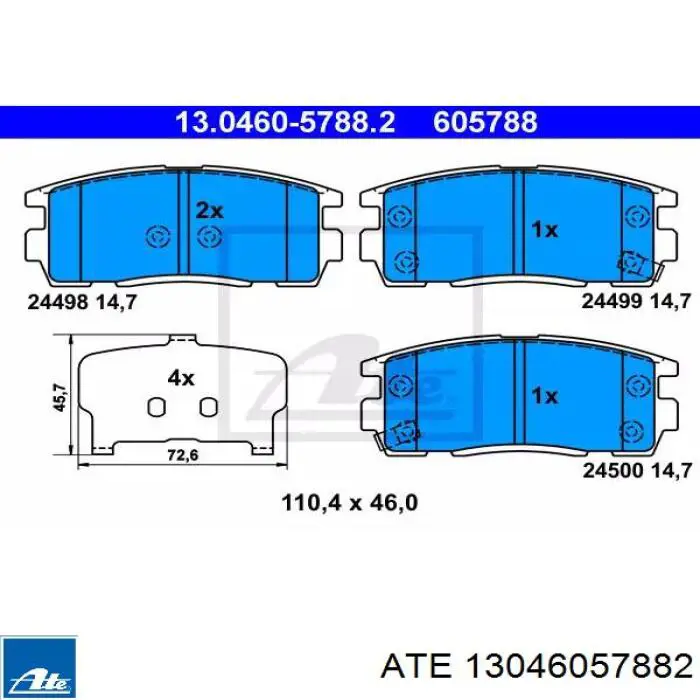 Задние тормозные колодки 13046057882 ATE