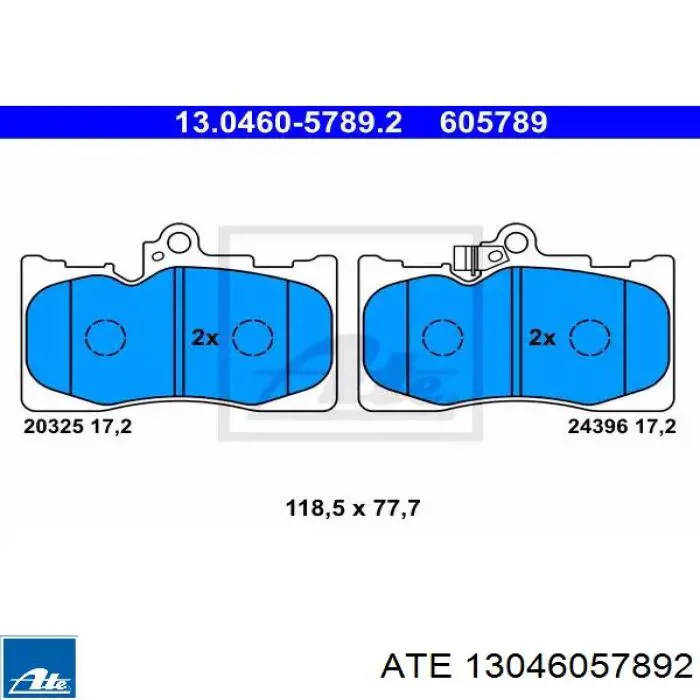 Передние тормозные колодки 13046057892 ATE