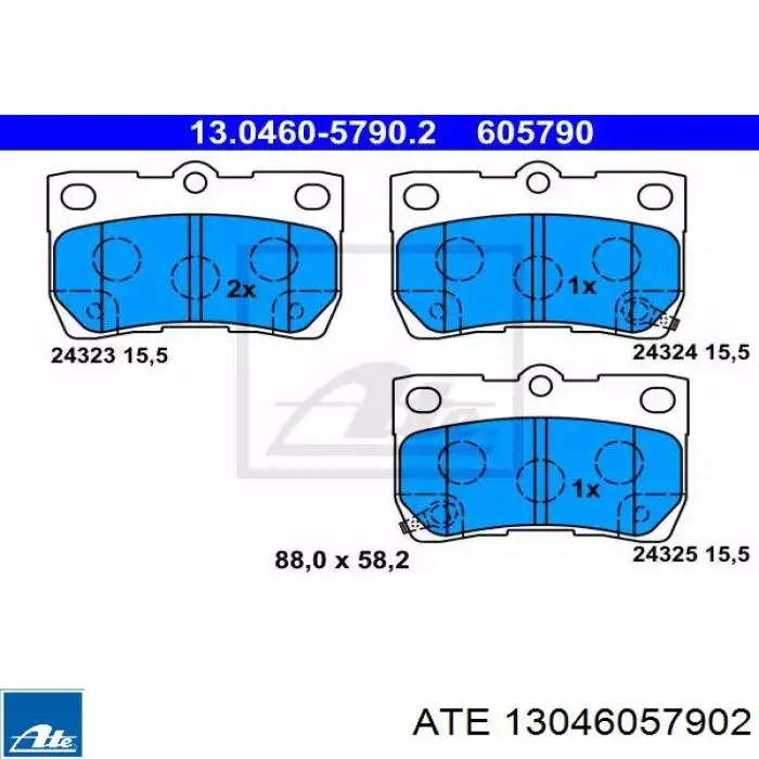 Задние тормозные колодки 13046057902 ATE