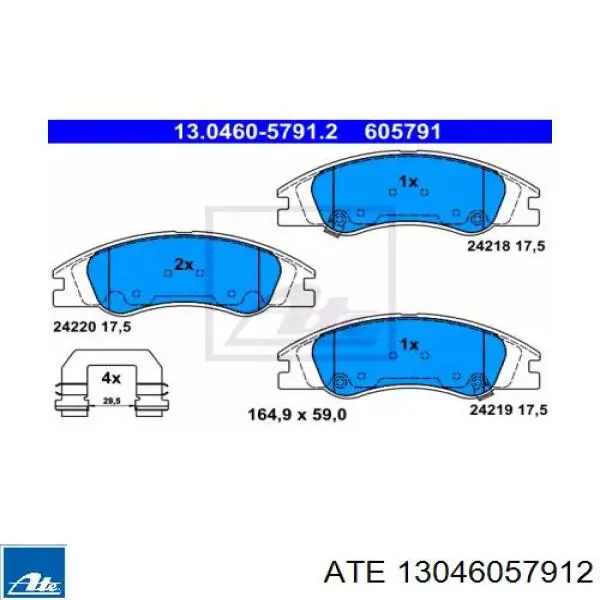 Передние тормозные колодки 13046057912 ATE