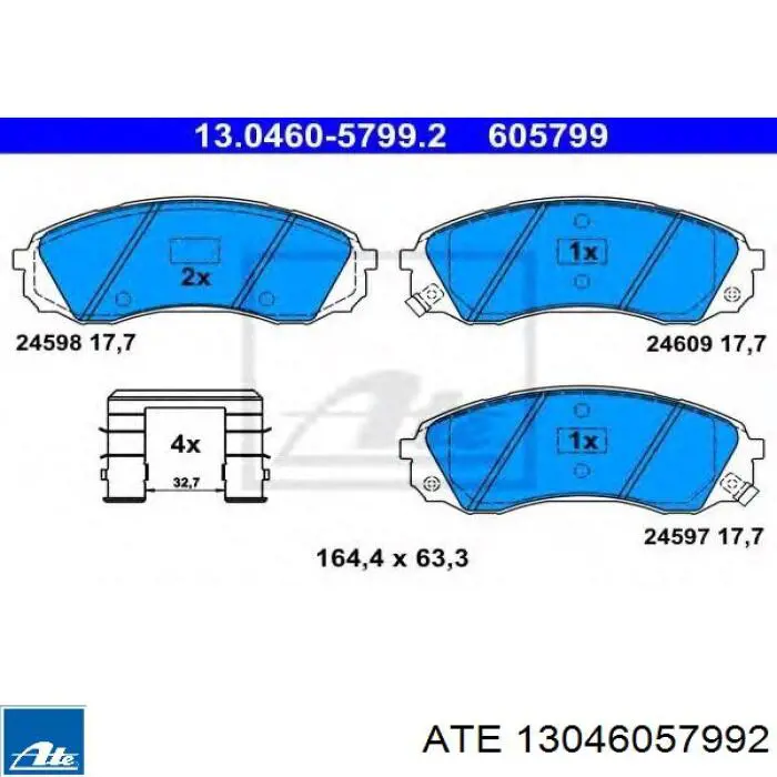 Передние тормозные колодки 13046057992 ATE