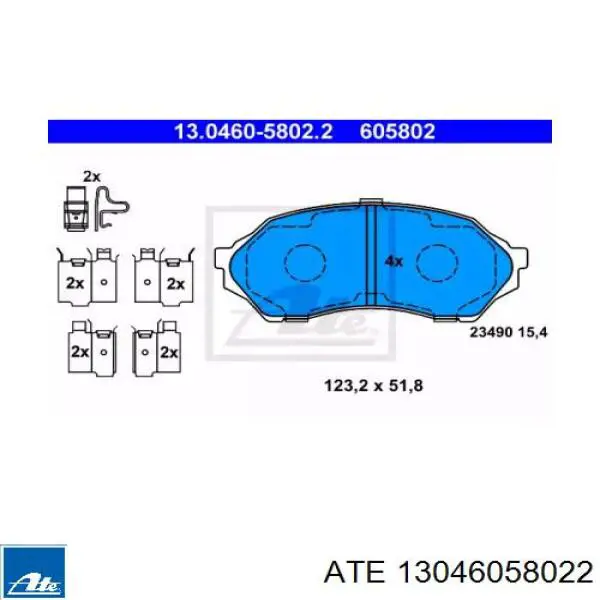 Передние тормозные колодки 13046058022 ATE