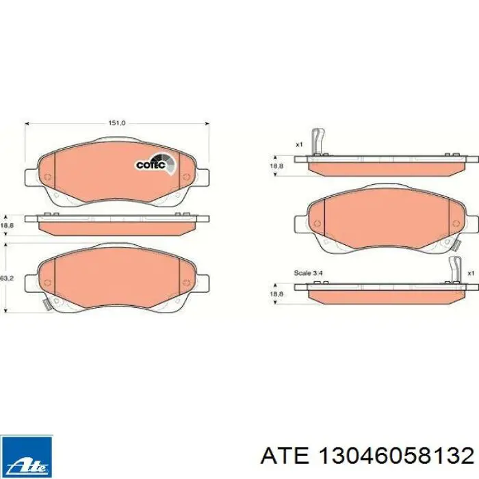 Купить 13046058132 ATE Колодки тормозные