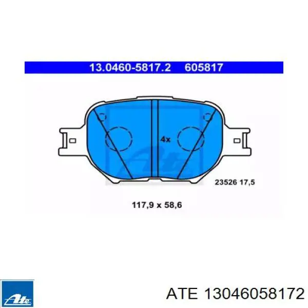 Передние тормозные колодки 13046058172 ATE