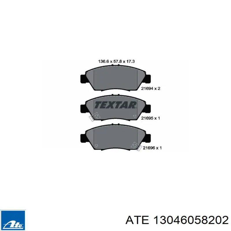 Передние тормозные колодки 13046058202 ATE
