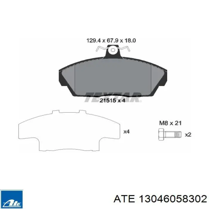 Передние тормозные колодки 13046058302 ATE