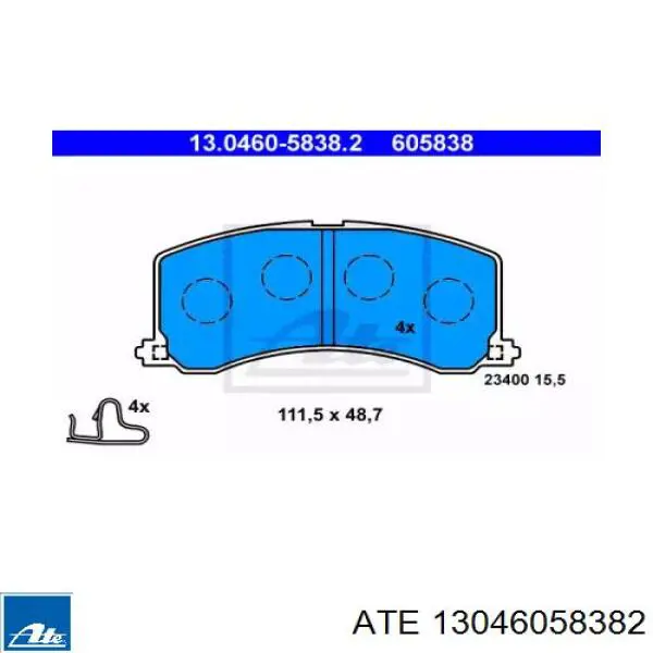 Передние тормозные колодки 13046058382 ATE