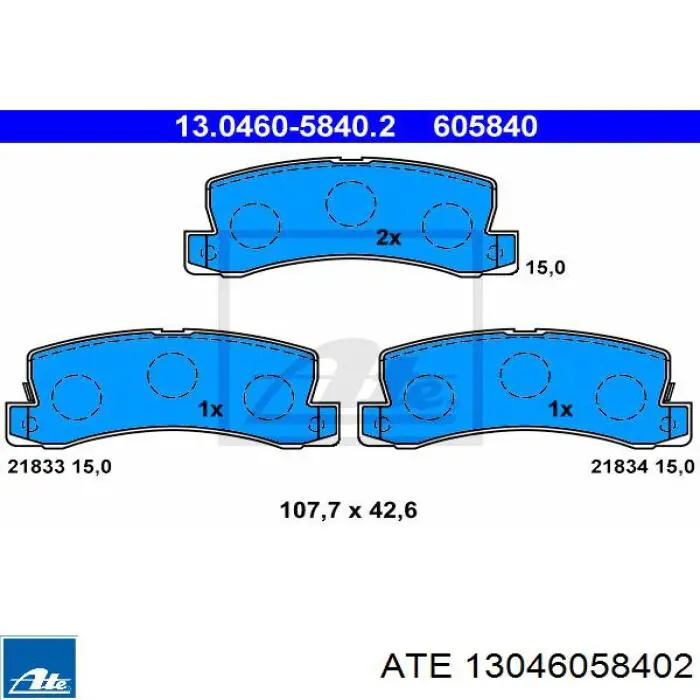 Pastillas de freno traseras 13046058402 ATE