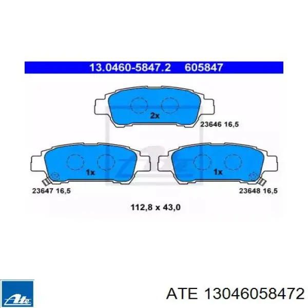 Задние тормозные колодки 13046058472 ATE