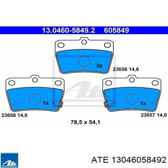 13046058492 ATE задние тормозные колодки