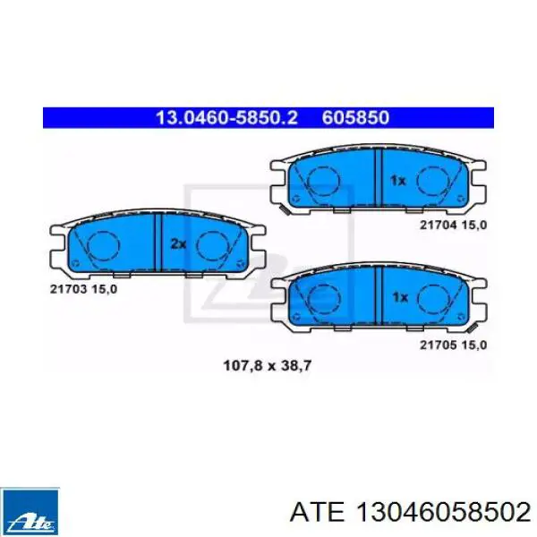 Задние тормозные колодки 13046058502 ATE