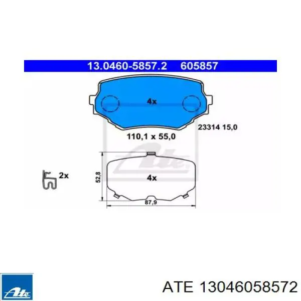 Передние тормозные колодки 13046058572 ATE