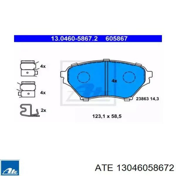Передние тормозные колодки 13046058672 ATE