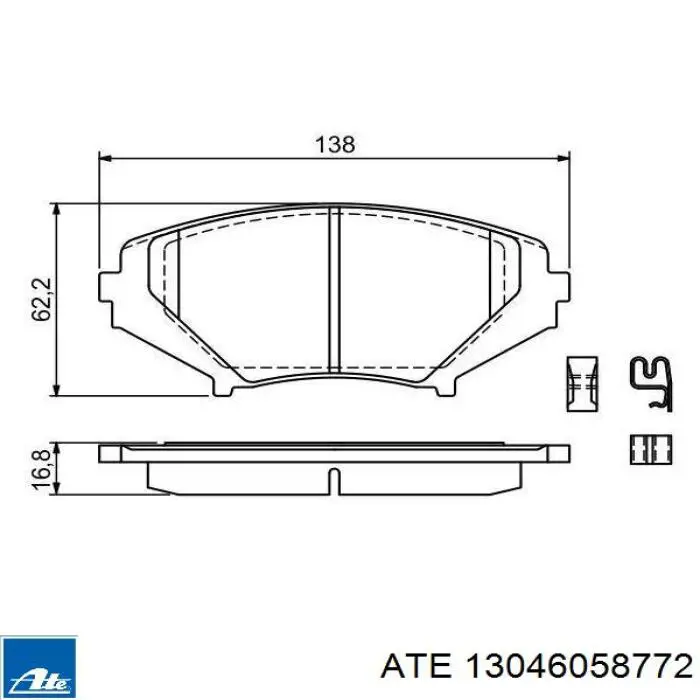 Передние тормозные колодки 13046058772 ATE