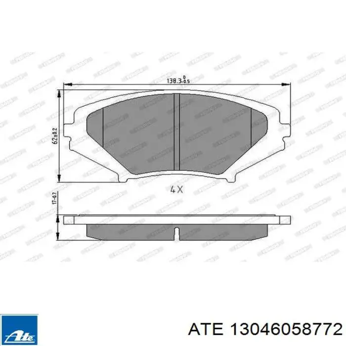 Передние тормозные колодки 13046058772 ATE