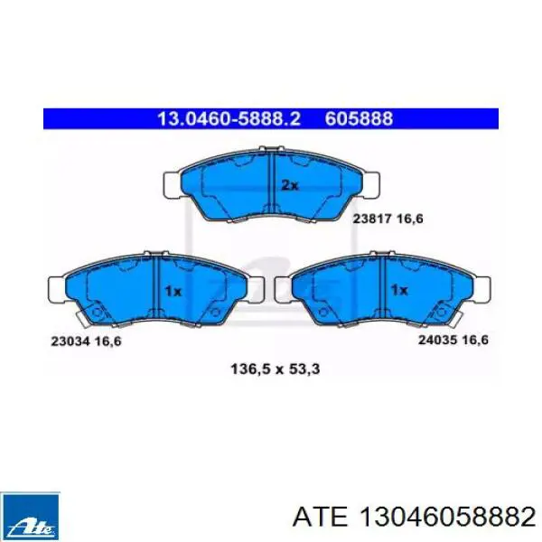 Передние тормозные колодки 13046058882 ATE