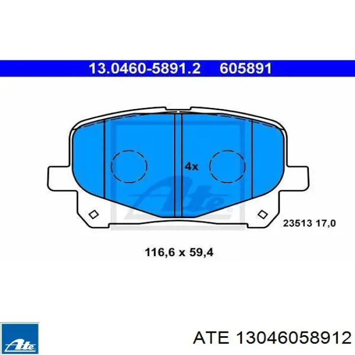 Передние тормозные колодки 13046058912 ATE