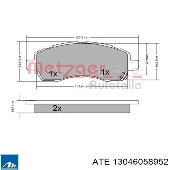 Колодки ATE 13046058952 цена, от 22.80 USD