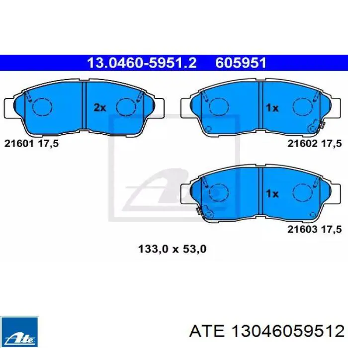 Передние тормозные колодки 13046059512 ATE