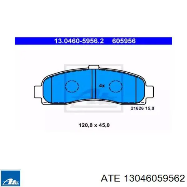 Передние тормозные колодки 13046059562 ATE