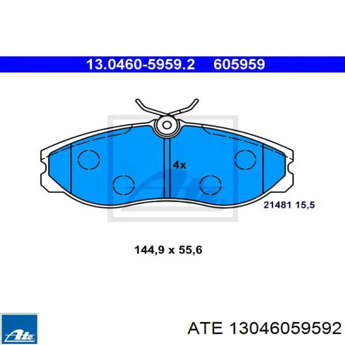 Колодки передні 13046059592 ATE