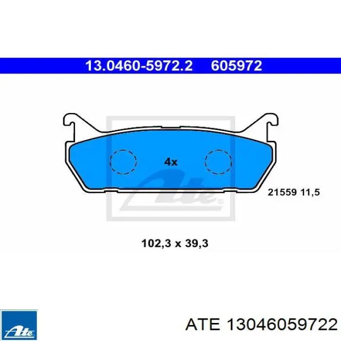 Pastillas de freno traseras 13046059722 ATE
