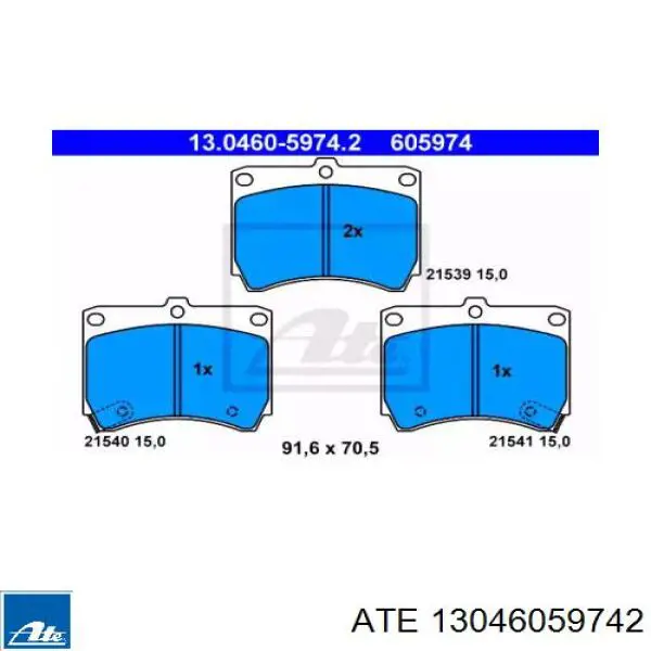 Передние тормозные колодки 13046059742 ATE
