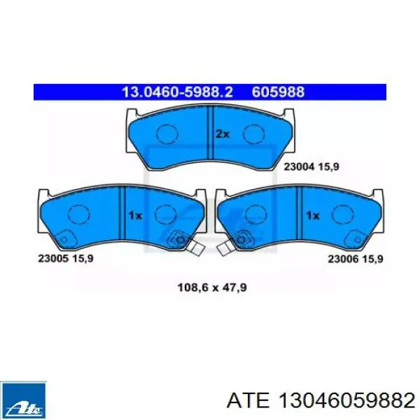 Передние тормозные колодки 13046059882 ATE