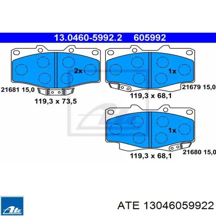 Передние тормозные колодки 13046059922 ATE