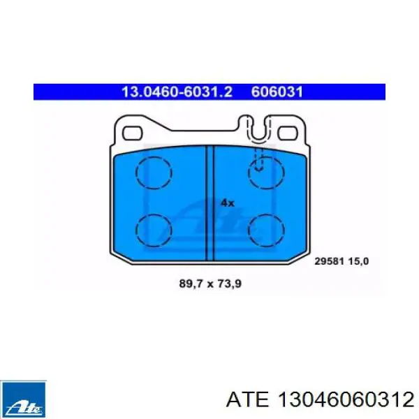 Передние тормозные колодки 13046060312 ATE