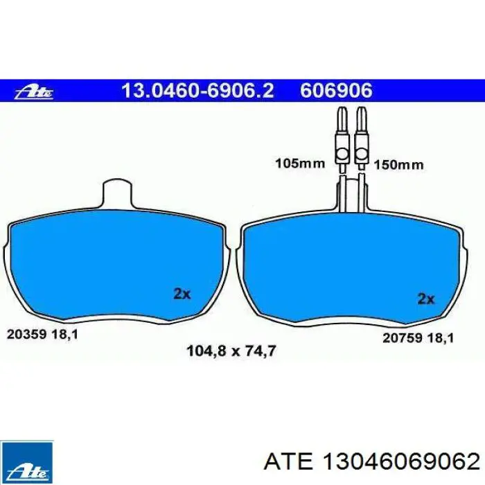 Передние тормозные колодки 13046069062 ATE