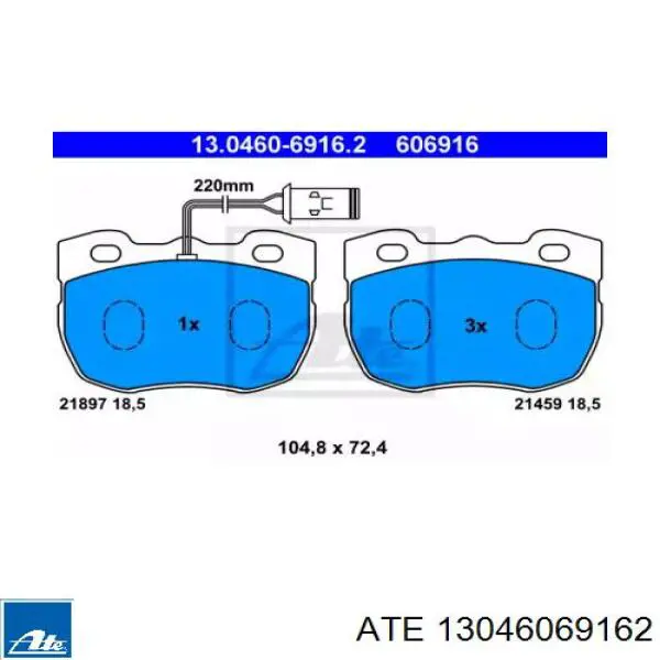 Передние тормозные колодки 13046069162 ATE