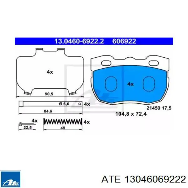 Передние тормозные колодки 13046069222 ATE