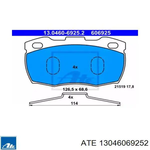 Передние тормозные колодки 13046069252 ATE