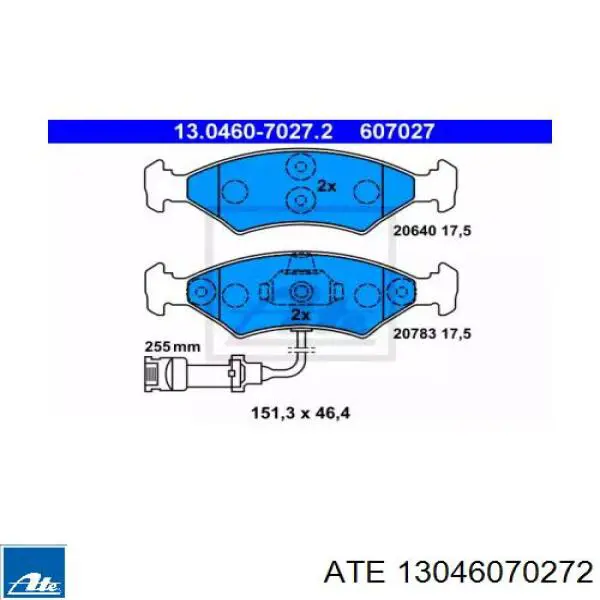 13046070272 ATE колодки тормозные передние дисковые