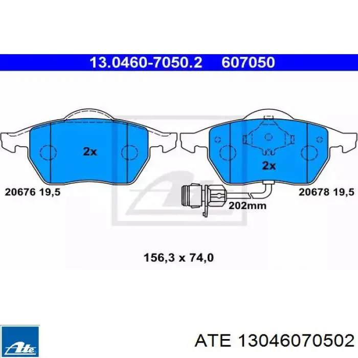 Передние тормозные колодки 13046070502 ATE