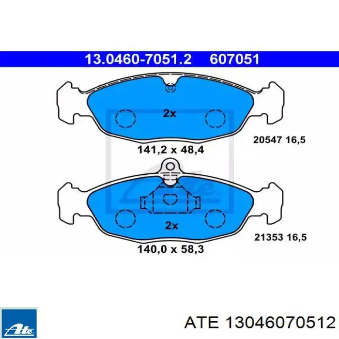 Передние тормозные колодки 13046070512 ATE