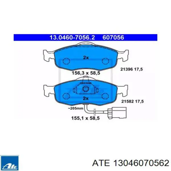 Передние тормозные колодки 13046070562 ATE