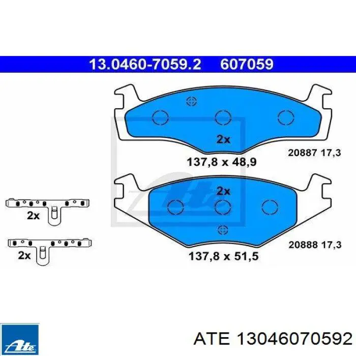 Передние тормозные колодки 13046070592 ATE