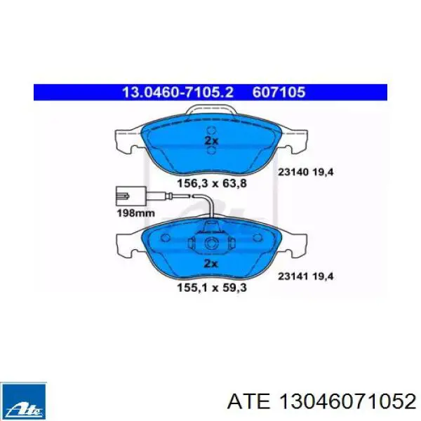 Передние тормозные колодки 13046071052 ATE