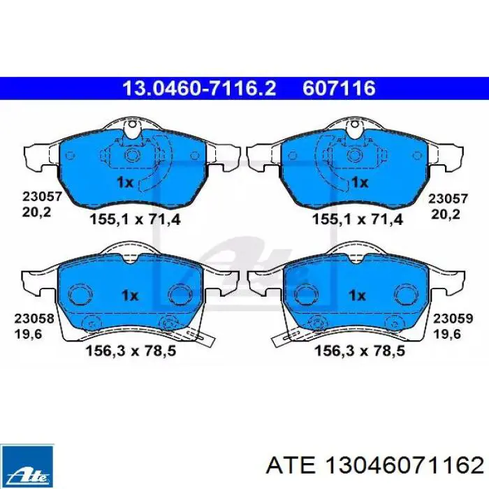 Передние тормозные колодки 13046071162 ATE