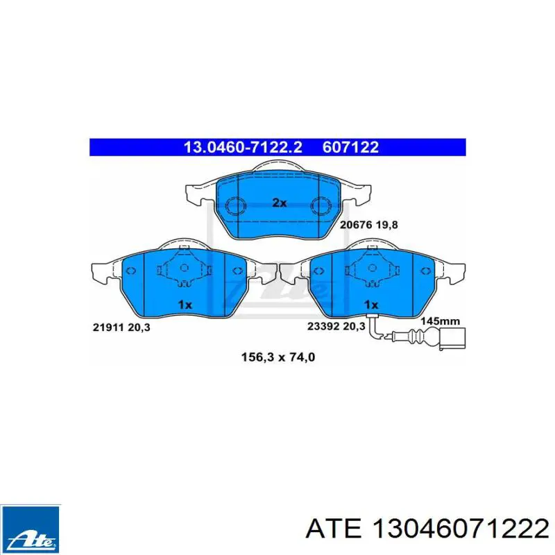 Колодки ATE 13046071222 цена, от 60.98 USD