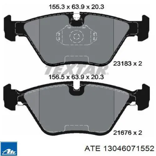 Колодки ATE 13046071552 цена, от 61.75 USD
