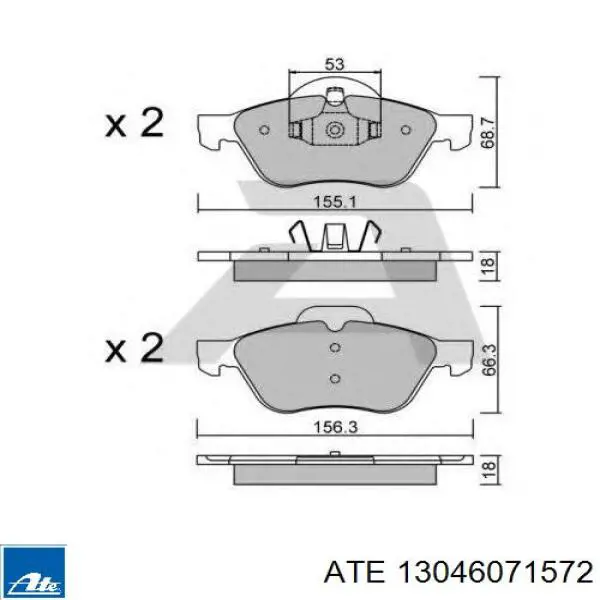 Колодки ATE 13046071572 цена, от 27.90 USD